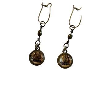 Vtg Schooner Ship Sailing Pirate Nautical Dangle Earrings